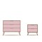 Manhattan Comfort Rockefeller Dresser and Nightstand Set, Nature and Rose Pink 104GMC6 - alternate 1